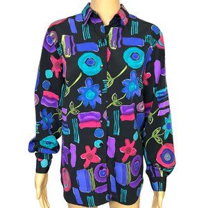 Vintage Lori Of California‎ By AM Casuals Womens S Floral Button Up Blouse Shirt